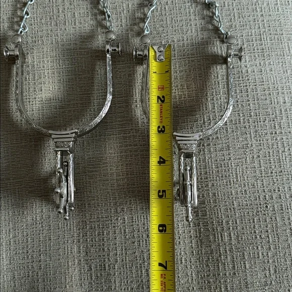 Silver Metal Boot Spurs with Chain - Picture 8 of 10
